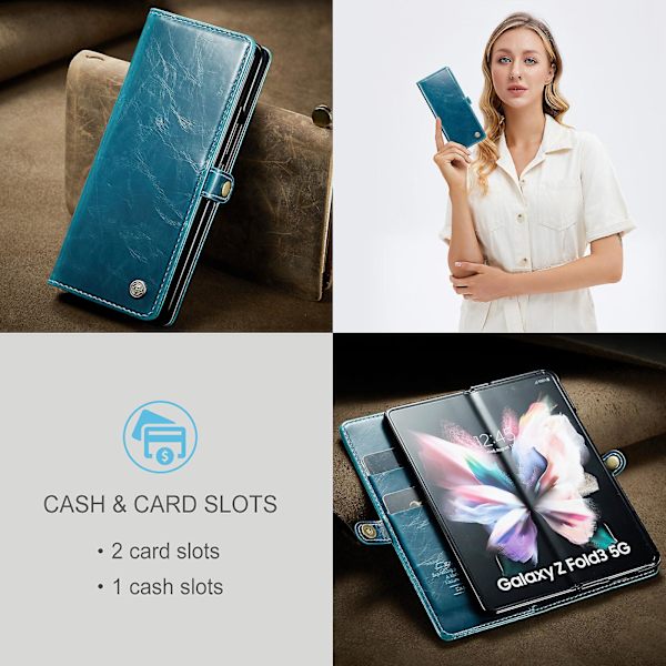 Pengebok i mykt PU-lær for Samsung Galaxy Z Fold 3