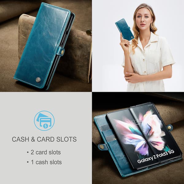 Til Samsung Galaxy Z Fold 3 Wallet Blød PU Læder Etui