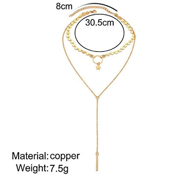 Bohemia Lagdelt Choker Halskæde Guld Disk Choker Stjerne Choker Lariat & Y Halskæde Bar Vedhæng Halskæde (sølv)
