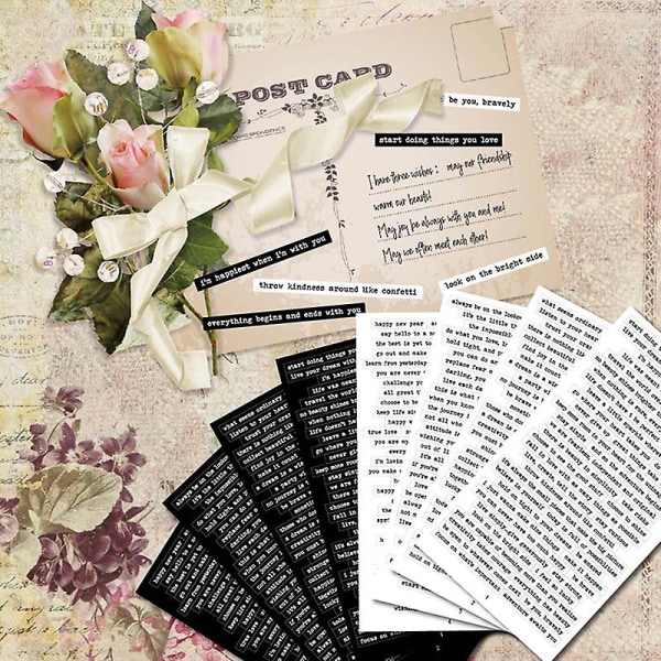 406 stk Vintage Small Talk Tekstsamling Klistermærker Gør det selv Scrapbog dekoration
