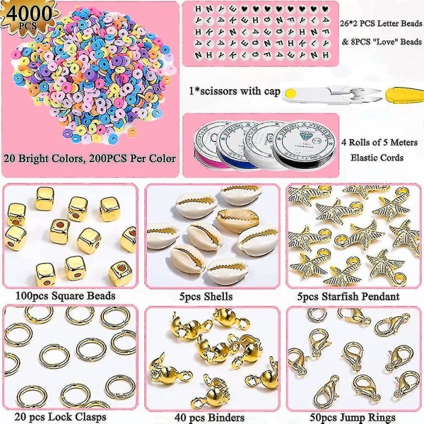 4285 stk lerperler sæt 20 farver flad rund polymer ler spacer perler flade lerperler til smykkefremstilling
