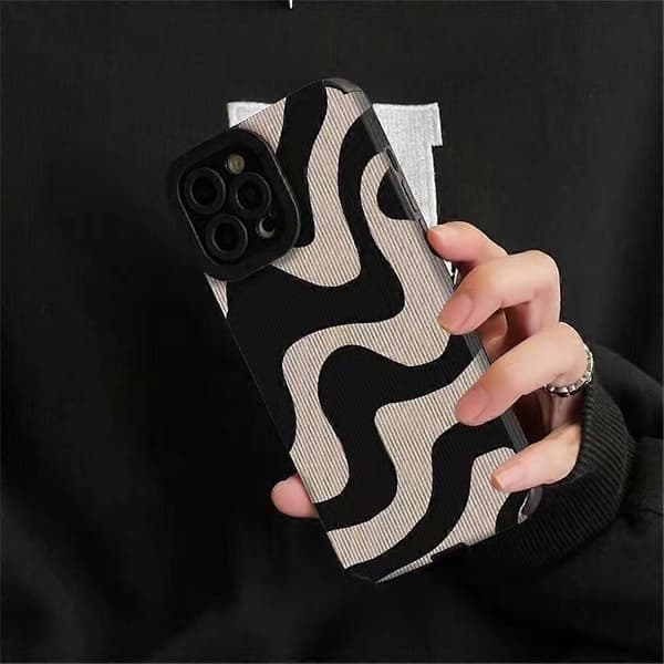 Kompatibelt med iPhone 16 Pro Max Deksel Zebra Stripe PU Lær+TPU Støtsikkert Mobilskall-lingling}