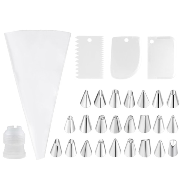 1 set Tårtdekorationstips Unika spritspåsar och munstycken Set Tårtdekoreringsverktyg för hemköksbageri White
