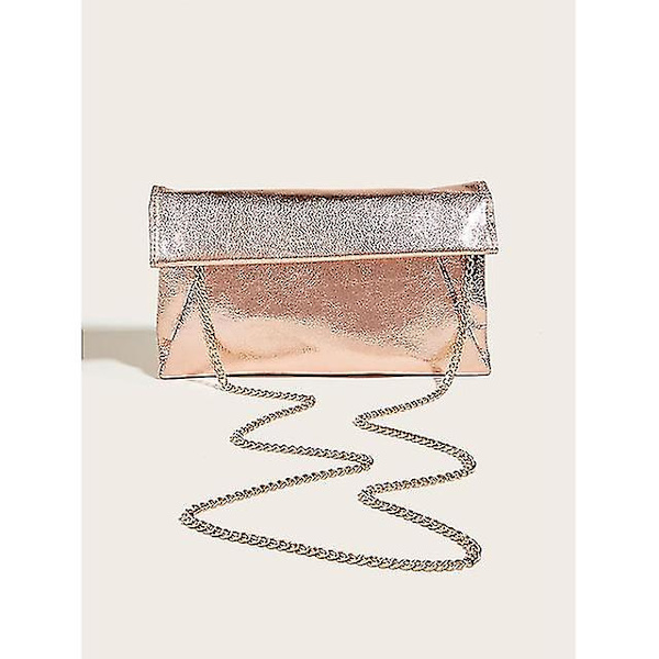 Dame Clutch Aften Taske Pu Læder Fest Aften Daglig Date Metallisk Rosaguld Rose Gold