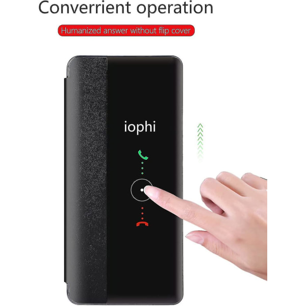 Huawei P30 Cover, Smart View Læder Flip Cover, [Strømsparefunktion][Integreret Beskyttelse](p30, sort)