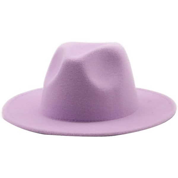 Kvinner Menn Filt Fedora Hat Ull Vintage Gangster Trilby With Wide Brem Gentleman Lady Winter Simple Jazz Caps Purple02 small