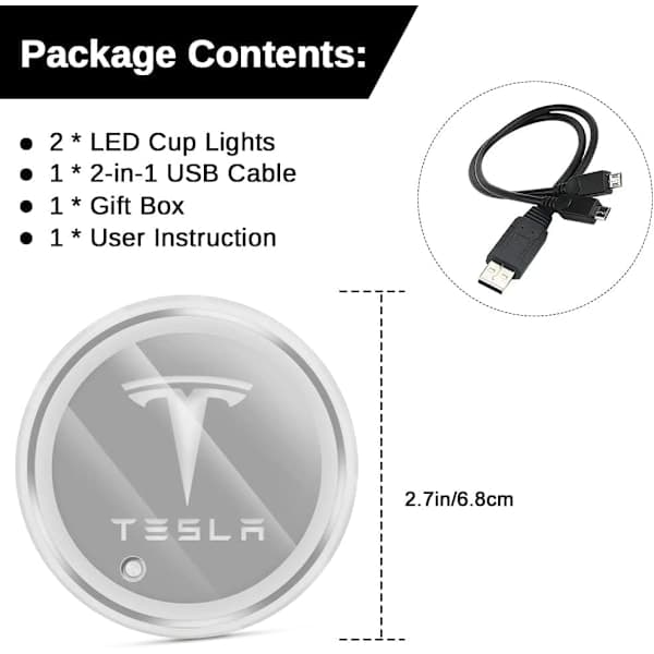 2022 2021 Tesla Model Y Model 3 neonrør RGB innvendig LED-stripelys med appkontroller