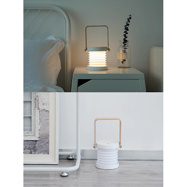 Trækkelig LED Berøringslampe Foldbar Teleskopisk Natlys Lanterne Bordlampe White