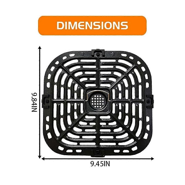 Luftfryser Grillplade til Instants Vortex Plus 6QT Luftfrituregryder, Opgraderet Kvadratisk Grillpande Bakke Udskiftningsdele Black