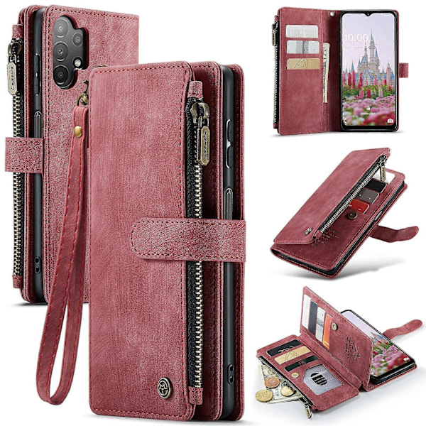 For Samsung Galaxy A13 4G/A13 5G/A04S/A04/M13 5G CaseMe C30 Multifunksjonelt Telefon Skinnetui Red