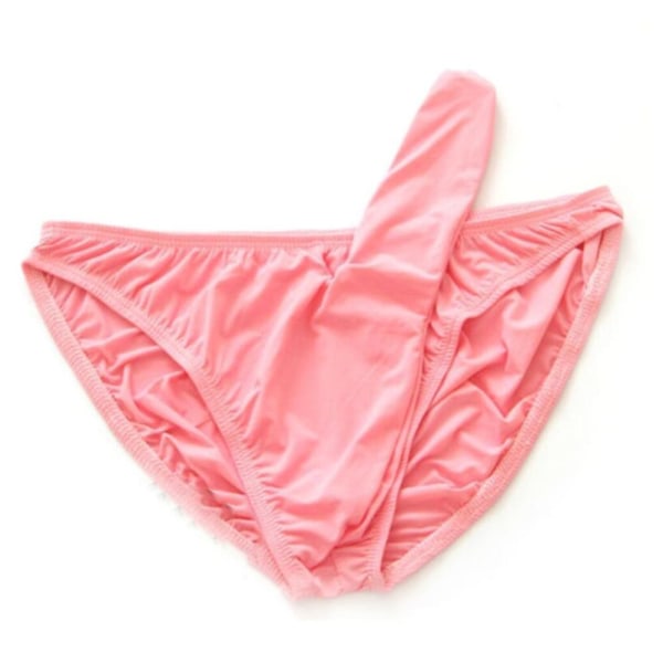 Män Sexiga Underkläder Kalsonger Lång Bulge Pouch Trosa Stringtrosa Underkläder Pink One Size