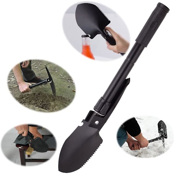 Jinyi Military Folding Shovel, Multifunktionell Mini Foldable Shovel Survival Spade Entrenching Tool med bärväska för camping, vandring, vandring,