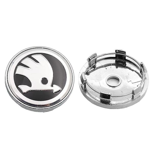 4 stk./lot 60mm Hjulkapsel Center Nav Sort Sølv Pil Logo Badge Dækning 6 Clips Til Skoda Octavia Superb Rapid Kodiaq Karoq Kamiq