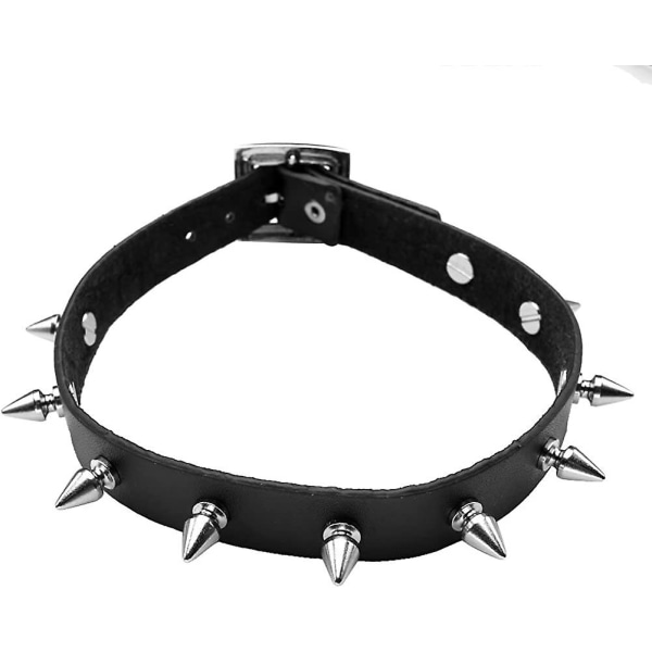 Smycken, Gothic Punk Läder Halsband Choker Spike Nit Krage Halsband Real Leather Choker Svart