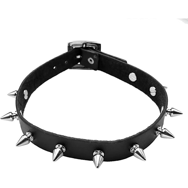 Smykker, Gotisk Punk Læder Halsbånd Choker Spike Nitte Halsbånd Ægte Læder Choker Sort
