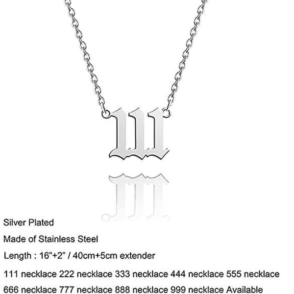 Angel Number Halsband Silver/guld Rostfritt stål Numerology Smycken 999 Silver