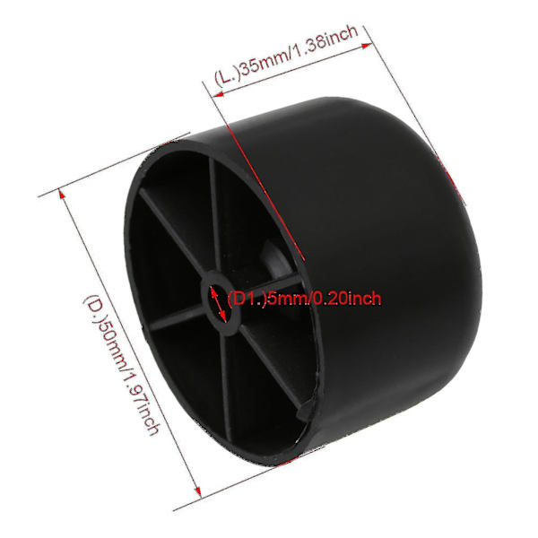 8 stk. 50 mm Diameter Sorte Plast Sofaben For Møbler Bord Stol Ben (ruipei)