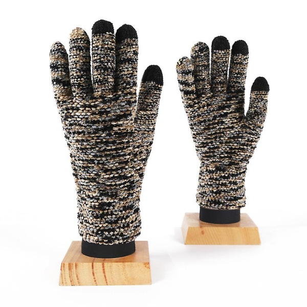 Strikkede hansker \"touchscreen hansker damer, varme strikkehansker\" (2 par) black gray brown