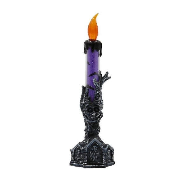 2023 - Koristeelliset välkkyvät kynttilät Violetti Led-kynttilänvalo Kotijuhla-baariin Kummitustalo