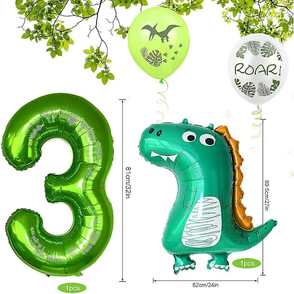 Ballong Födelsedag, 3 Års Födelsedagsdekoration, Ballong 3 Födelsedag, Födelsedagsdekoration Pojke 3 Dinosaurie, Dino Ballong 3 Födelsedag, 3 Års Födelsedagsdekoration,