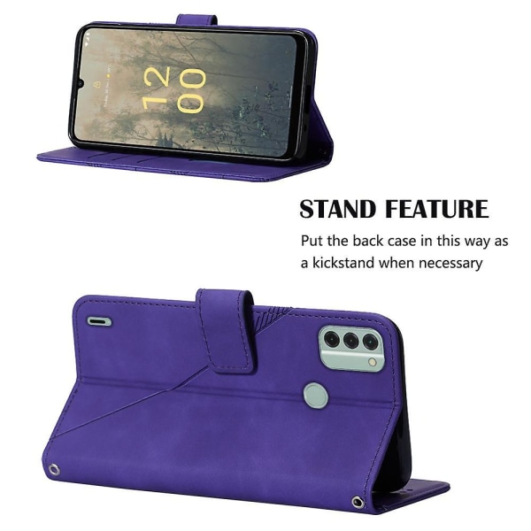 För Nokia C31 4G Lines Läder Business Phone Cover Anti-dropp plånboksstativ Flip Case Purple