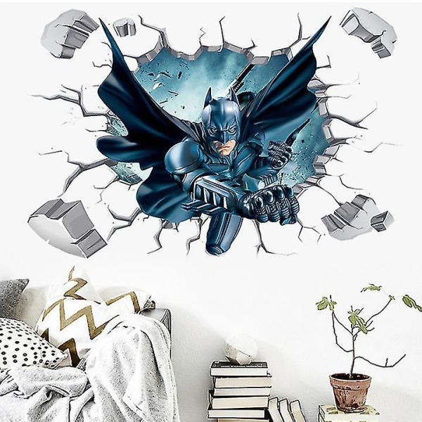 3D Batman-seinätarra Dc Hero -taustakuva lastenhuoneen sisustamiseen