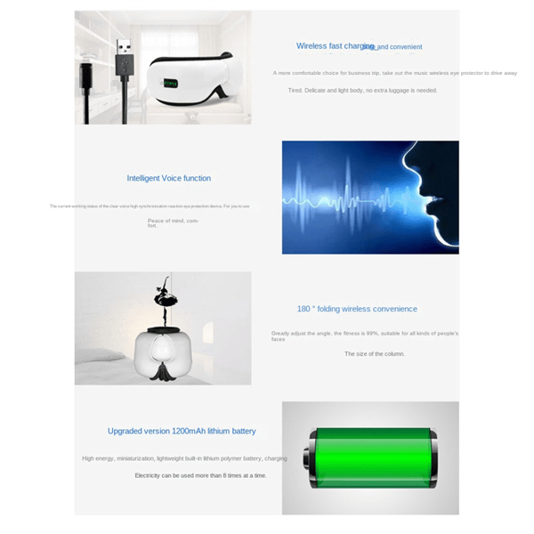 Elektrisk Ögonmassager SPA Lufttryck Musikinstrument Trådlös Vibration Magnetisk Värmeterapi