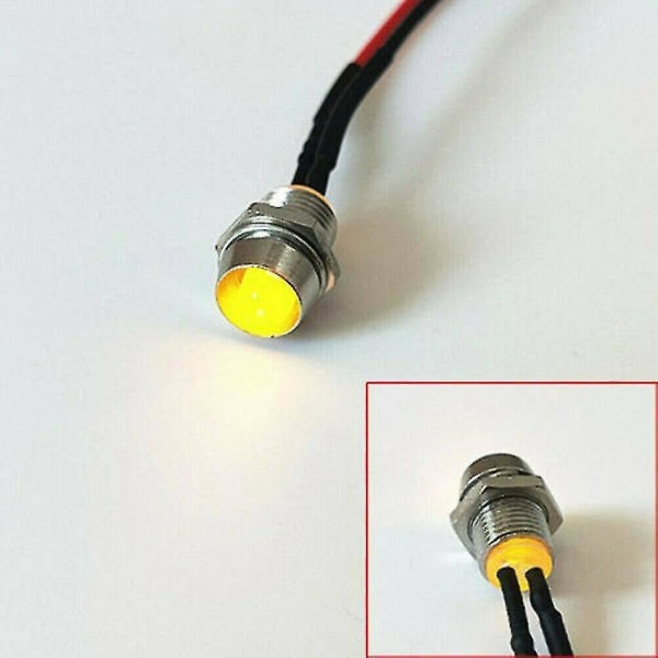 10 stk. 12V 8mm Bil Lastbil Båd LED Indikator Signal Lys Instrumentpanel Lampe Pære