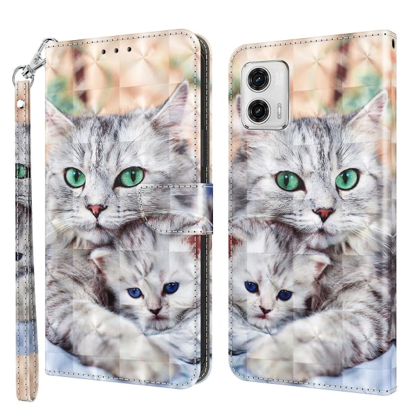 For Motorola Moto G73 5G PU Læder Flip Stand Telefon Case 3D Mønster Trykning Tegnebogskal