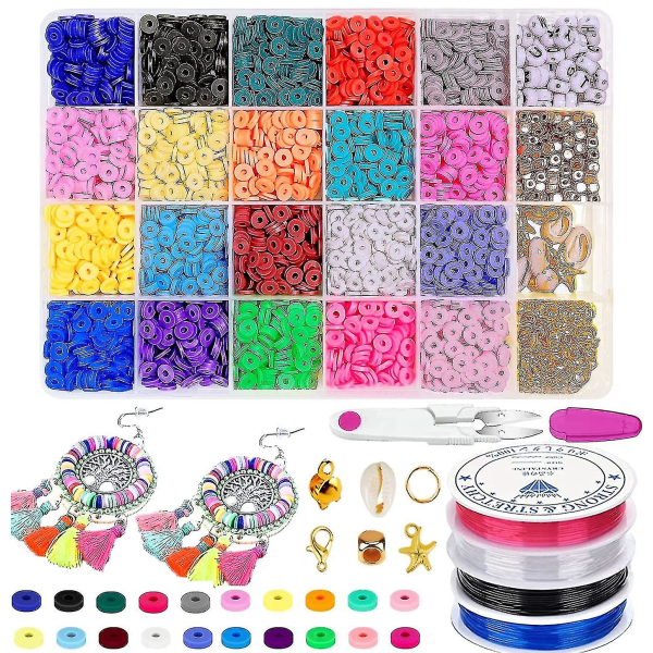 4285 stk leirperler sett 20 farger flat rund polymer leire spacer perler flate leirperler for smykkefremstilling