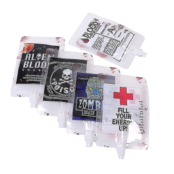 2023-5 stk drikkepose 250 ml poser Juicepose Vampyr Plasma Decor Rekvisitter