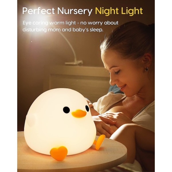 Dodo Duck Night Light, Cute Duck Lamp, Silikon Dimbar Nursery Nightlight, Uppladdningsbar led sänglampa med 20 minuters timer & krankontroll Baby Gi
