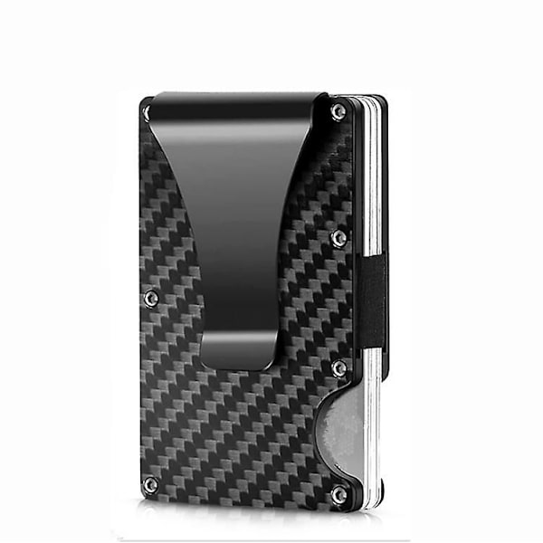 Kulfiber Tegnebog, RFID Blokerende Minimalistisk Tegnebog, Metal Pengeclips Tegnebog