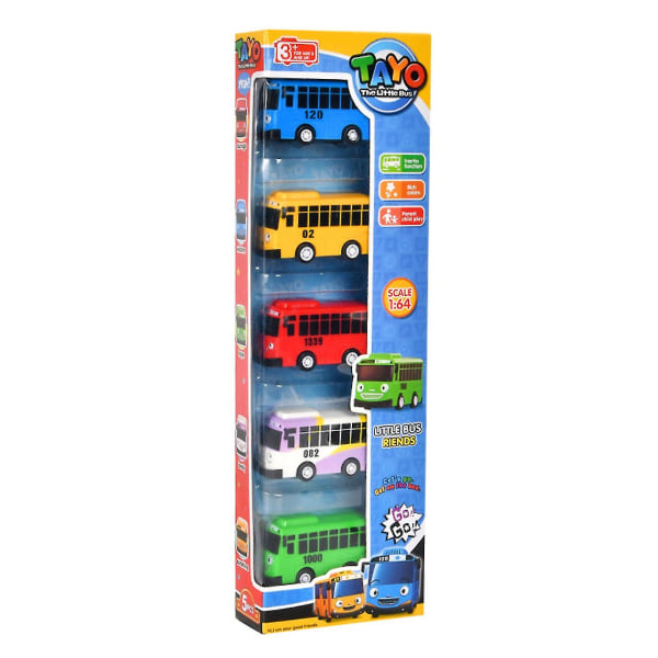 4 kpl Little Bus Tayo Toy, Little Bus Tayo Car Toy Set, vedä takaisin miniautoja kaverille Mini (tayo Rogi Gani Rani) 5PCS Minibuses