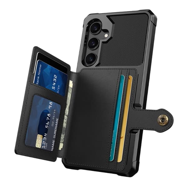 Galaxy A55 5G Cover med Magnetisk Tegnebog Sort