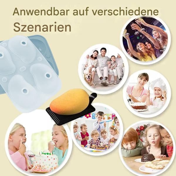 Mangoform 3D Mango Silikoneform Dessert Silikone Kageform med 4 Rum, 19 * 14 * 5cm