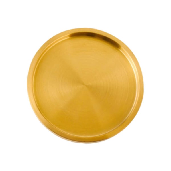 Rustfri Stål Rund Dobbeltlags Serveringsbakke Bøfplade Rustfri Multifunktionel Bøfplade til Salat Frugt Snack Robust 23cm Golden