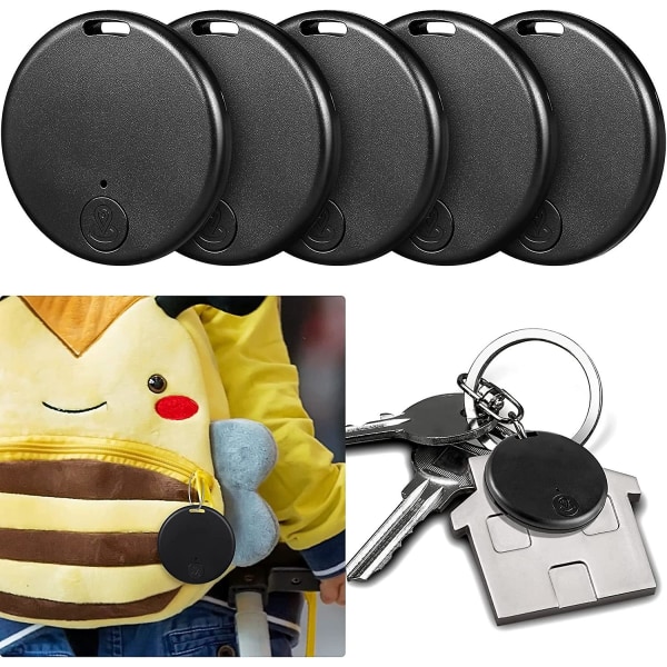 5 Pakker Bærbar GPS-Sporing Mobilsporing Smart Anti-Tabt Enhed, App-Styring, Sort