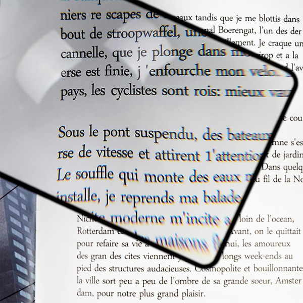 Koko sivun kirjan lukuapulinssi, 3x lasia, suuri suurennuslasi