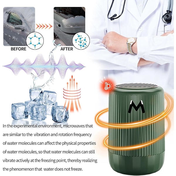 Mikrovågsinstrument för avfrostning av fordon, bärbar mikrovågsdeisare för fordon, fast aromaterapikup White