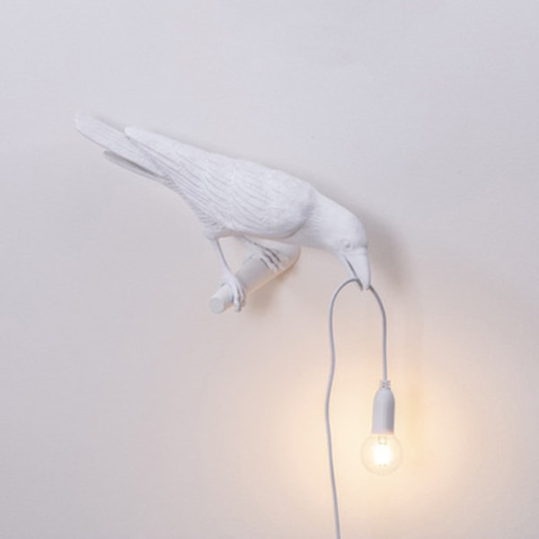 Seletti Bird Moderne Italiensk Væglampe Sort Hvid Resin Lig white left