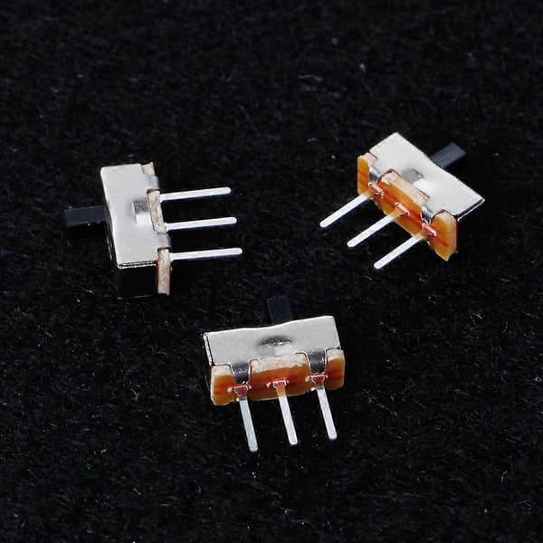 10 st 2-läges På/Av SPDT 1P2T 3-stifts PCB-panel Mini Vertikal Glidströmbrytare SS
