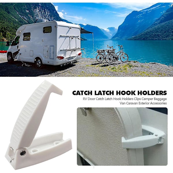 Campervan dörrlås fäste | Förvaringskrok för husvagn, Hållbart material och enkel installation, Husbil, Släpvagn, Vit