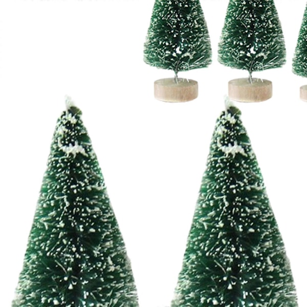 8 stk. Miniatyr Furu Trær for Skrivebord, Mini Kunstig Juletre for Julefest Dark Green