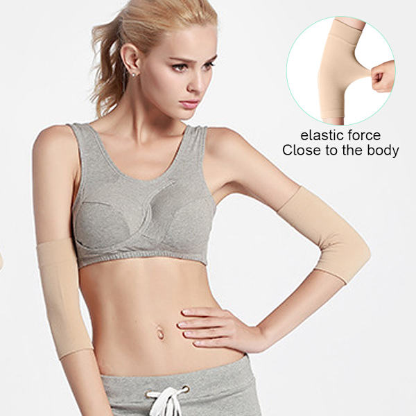 Slimmande Armärmar Elastisk Kompression Armformare Sport Svart+hudfärg Black+skin color M