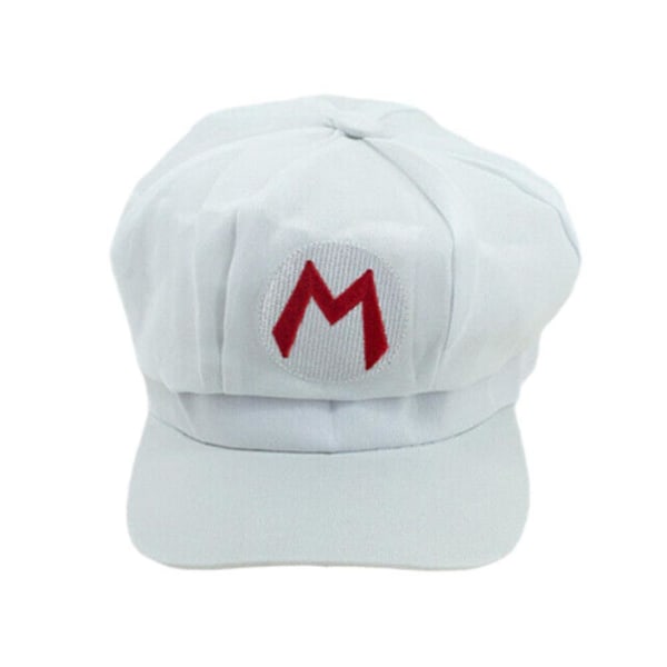 Super Mario Bros Luigi Hat Cap Fancy Dress Cosplay Kostume Halloween Party Newsboy Cap White