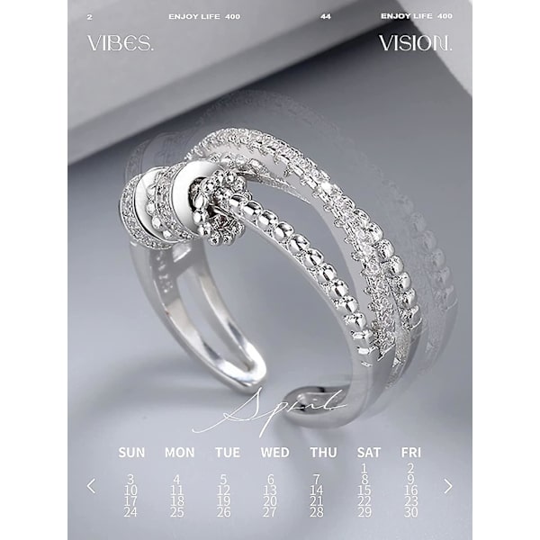 Til min datter - Fidget Ring, kvinders justerbar åben drejelig messingring med en minimal personlighed, angst ring med perle spinner. Womengirlszircondec