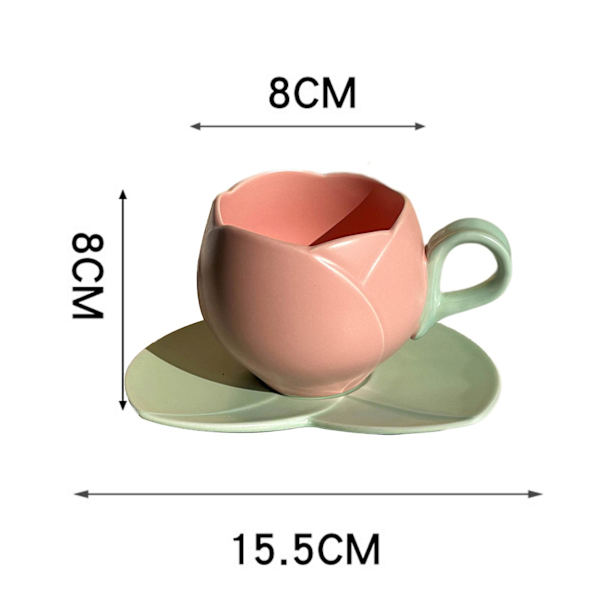 1 Set Kaffekopp Keramisk Tulpan Kaffemugg med Underlägg Slät Yta Värmebeständig Tekopp för Hemmet Golden