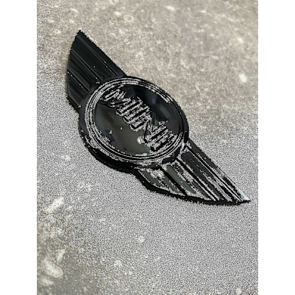 2x Mini R50 R56 R57 R58 R59 Kiiltävän mustat metalliset konepelti-/takaluukkulogot