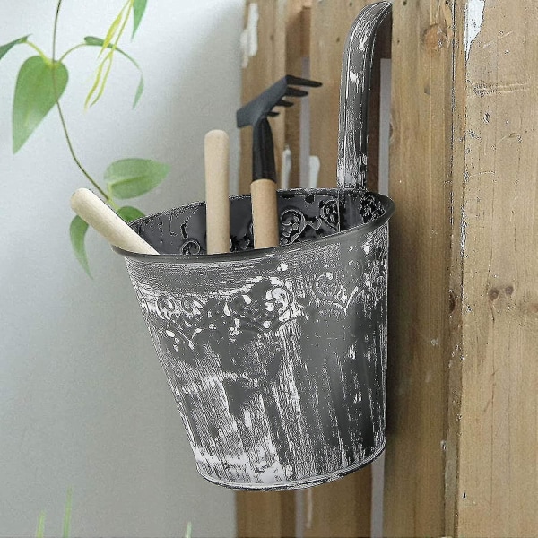 5 stk Vinage Style Jern Hængende Urtepotter Med Kroge Håndtag Plantespand